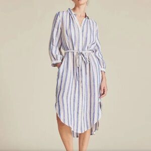 NWT $348 Sz M By Trovata Birds of Paradis Joni Midi Shirt Striped Dress